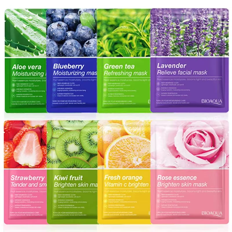 Revitalize Your Skin with 8Pcs Natural Plant Face Masks - Hydrating, Firming & Moisturizing Korean Beauty Treatment