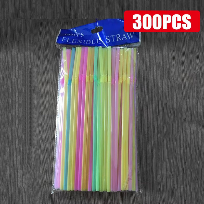 Vibrant Multicolor Plastic Drinking Straws - Perfect for Weddings, Parties, and Cocktails (50-1000 Pcs)