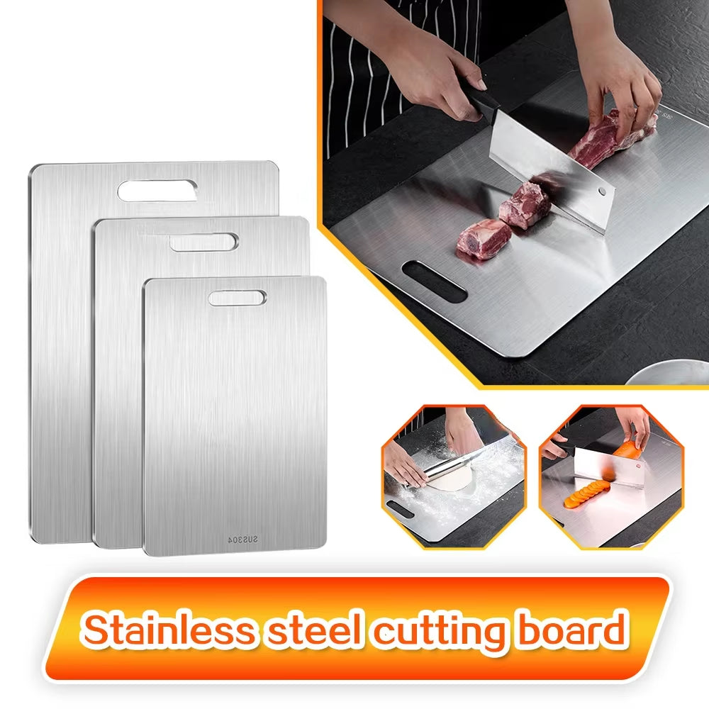 Premium 316 Stainless Steel Double-Sided Cutting Board & Kneading Dough Block – Thickened Kitchen Essential