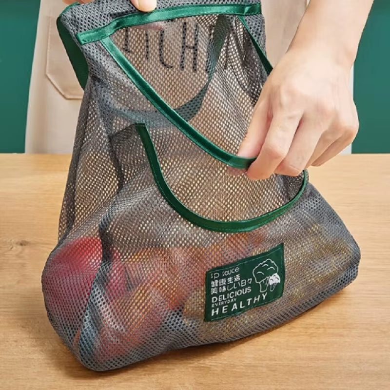 Eco-Friendly Hanging Mesh Storage Bags for Fresh Fruits & Vegetables - Perfect for Ginger, Garlic, Potatoes, & Onions!