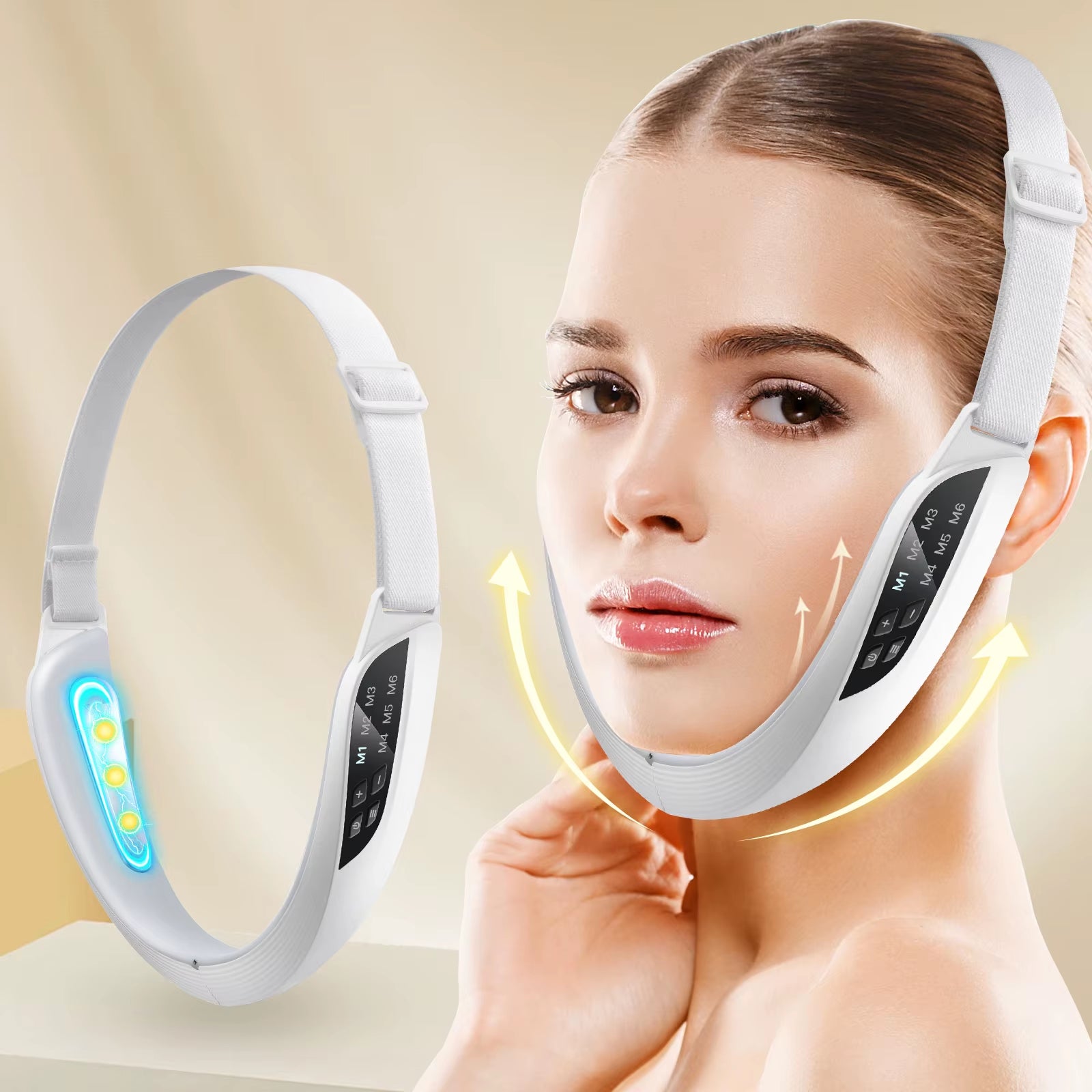 Revitalize Your Glow: Electric V Face Lifting Device - 6 Modes, 8 Levels, EMS Micro-Current for Firm Skin & Double Chin Reduction