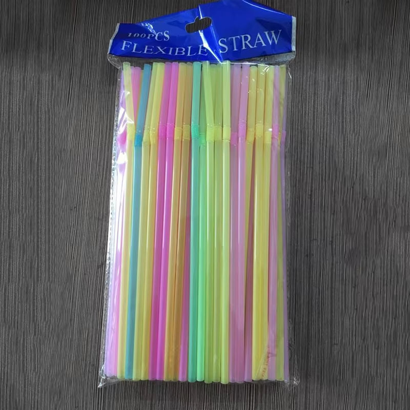 Vibrant Multicolor Plastic Drinking Straws - Perfect for Weddings, Parties, and Cocktails (50-1000 Pcs)