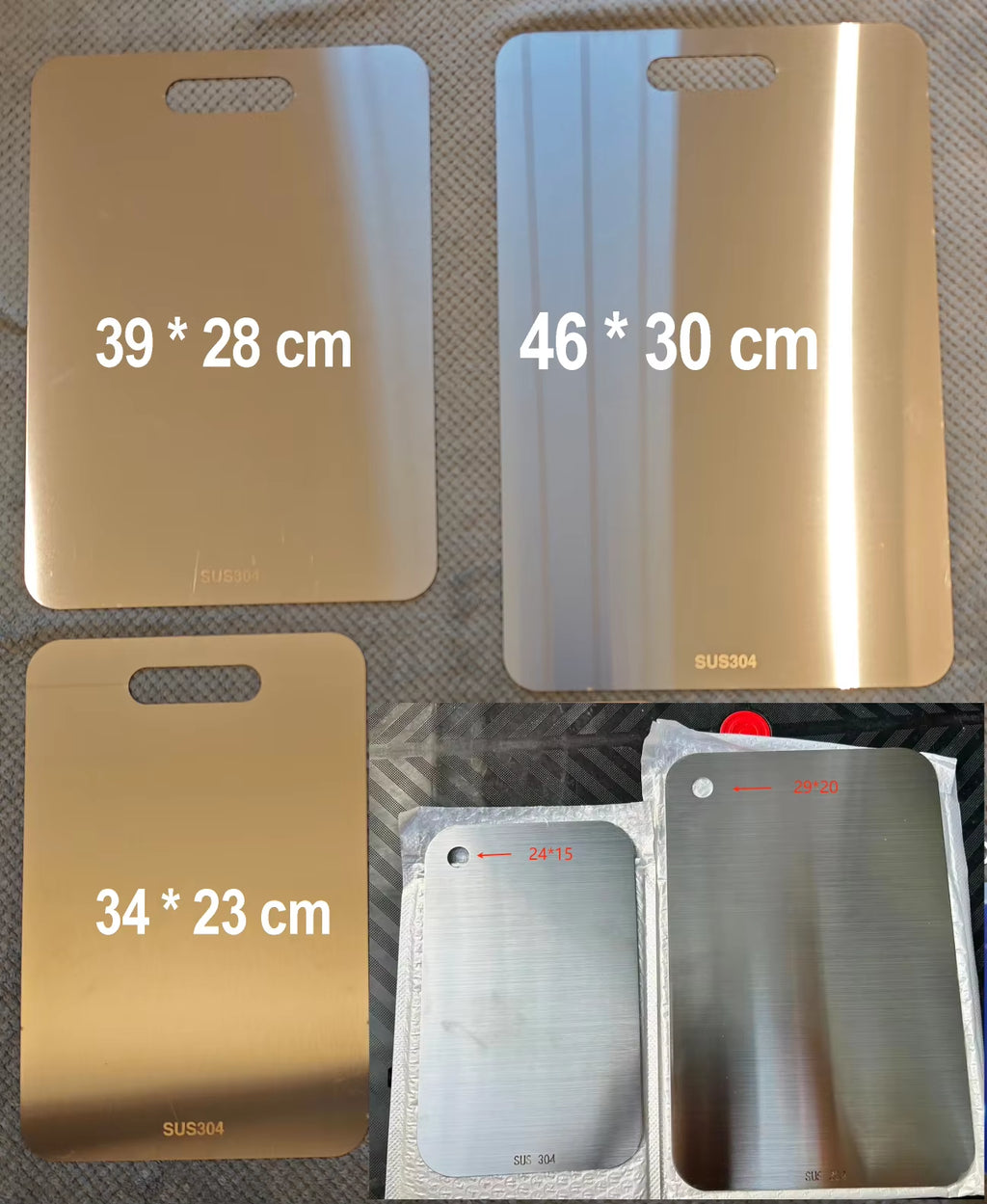 Premium 5-Size 304 Stainless Steel Cutting Board – Thickened & Antibacterial for Perfect Kneading and Meal Prep