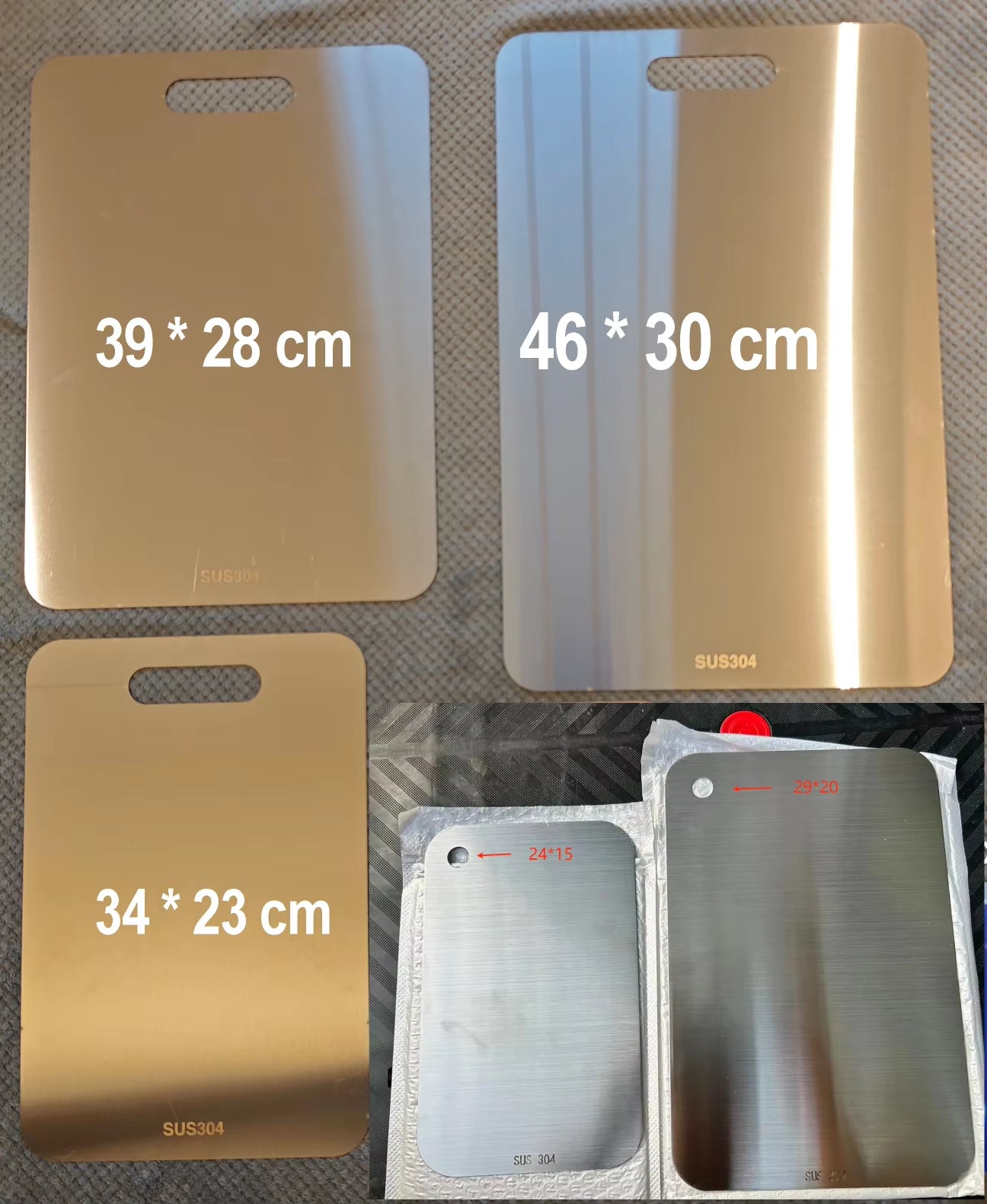 Premium 5-Size 304 Stainless Steel Cutting Board – Thickened & Antibacterial for Perfect Kneading and Meal Prep