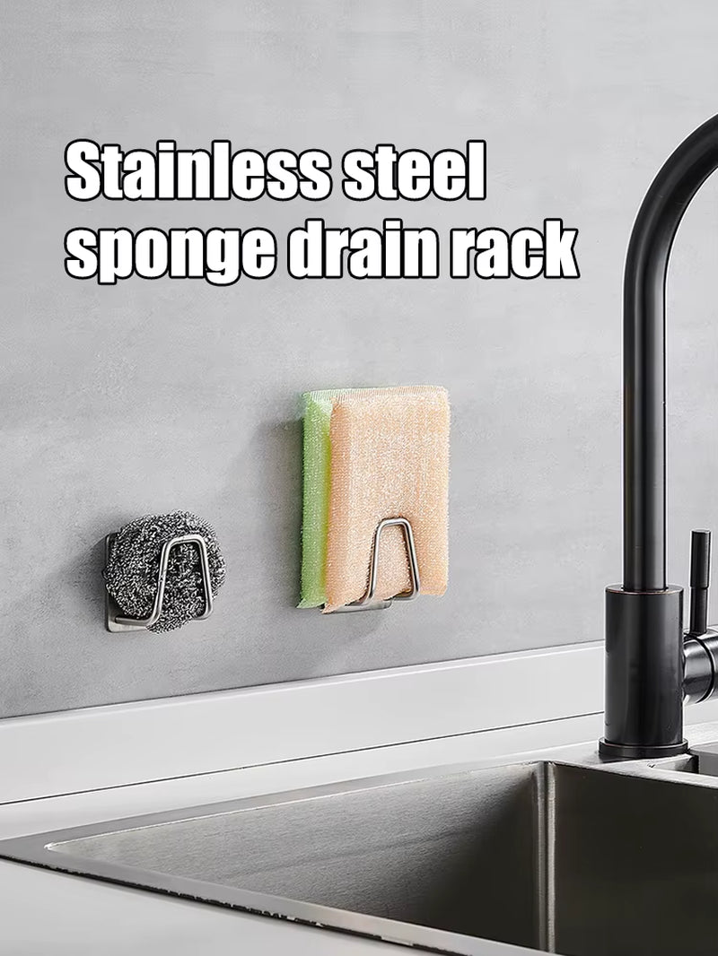 Rust-Resistant Stainless Steel Sink Sponge Drain Rack - Waterproof & Strong Storage Organizer