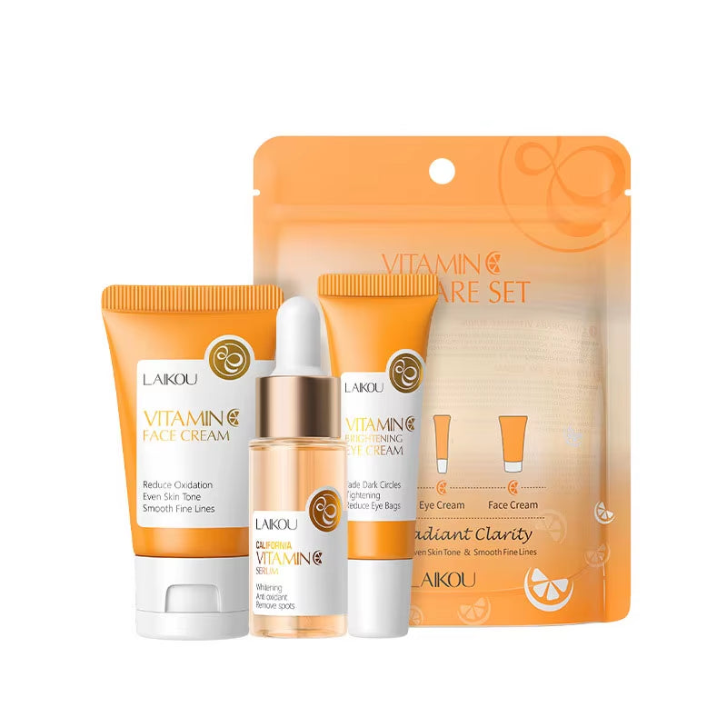 3Pcs/Set  Vitamin C 24K Golden Sakura Skin Care Sets Face Cream Serum Eye Cream Moisturizing anti Wrinkles Face Care Kit