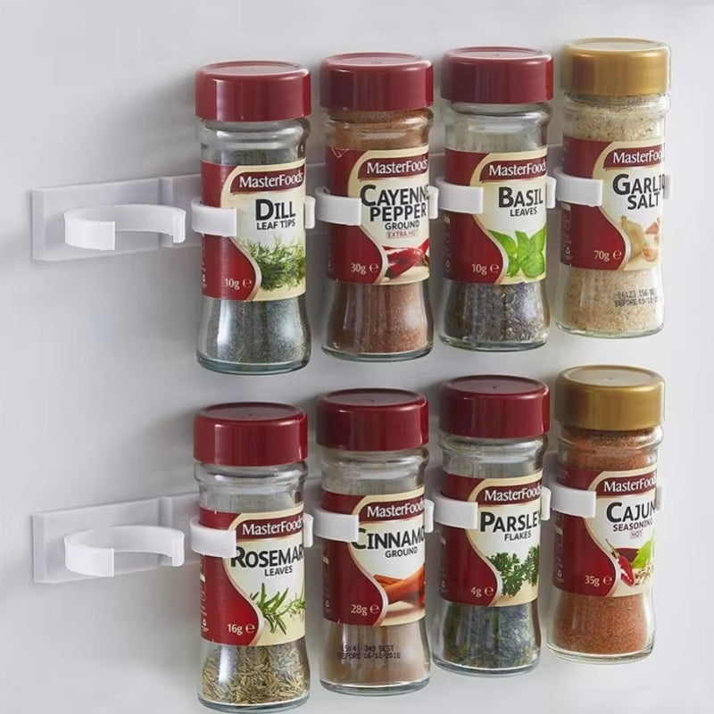 Sleek 2-Pack Grey Wall-Mounted Kitchen Jar Rack - Adhesive Spice Bottle Holder for Organized Storage