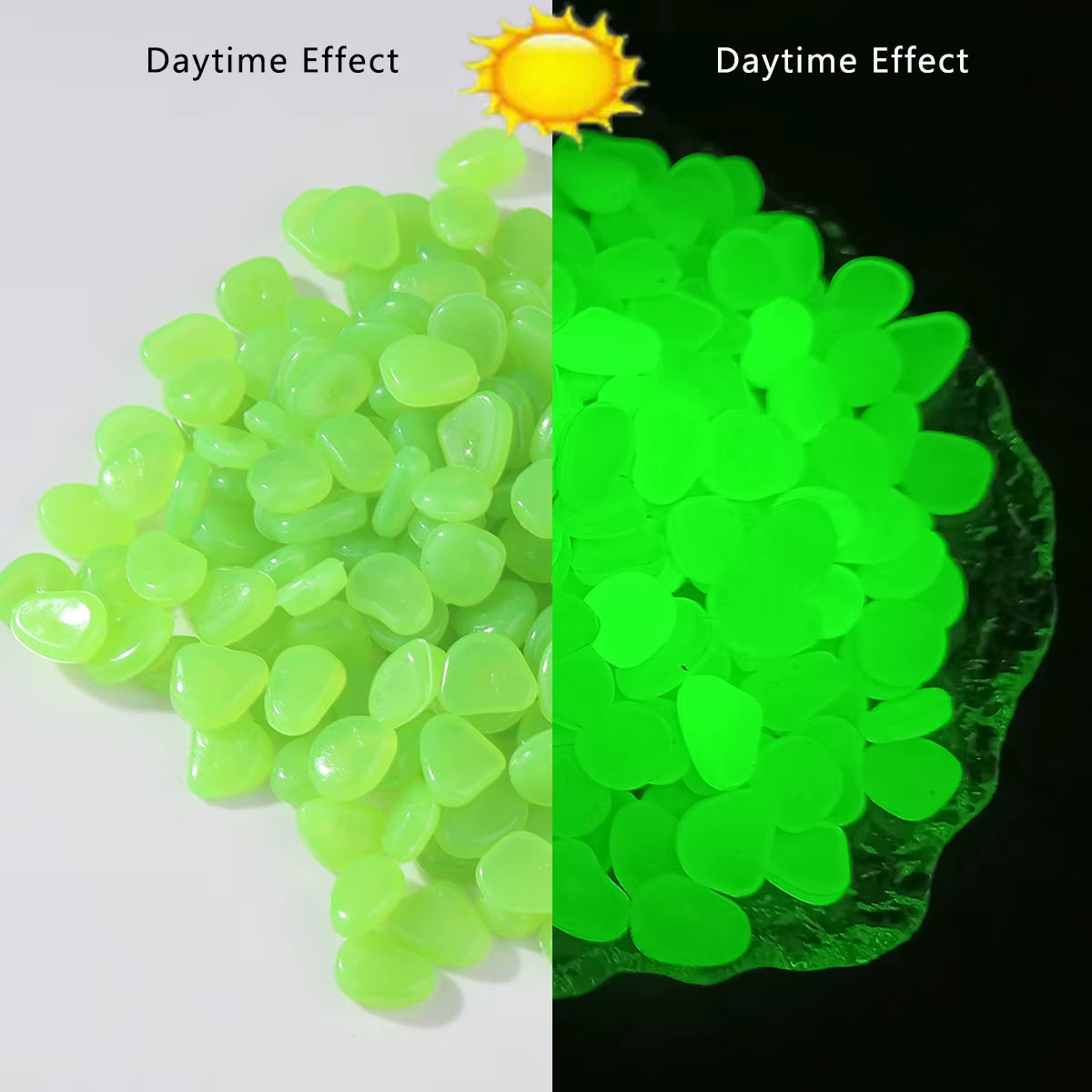 Glow-in-the-Dark Luminous Stones - 100pcs Fluorescent Decorative Gems for Gardens & Fish Tanks
