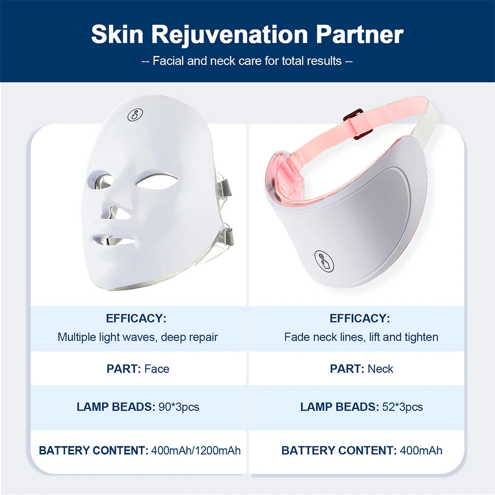 Revitalize Your Skin with the Rechargeable LED Face & Neck Mask - Photon Beauty Machine for Radiant Rejuvenation!