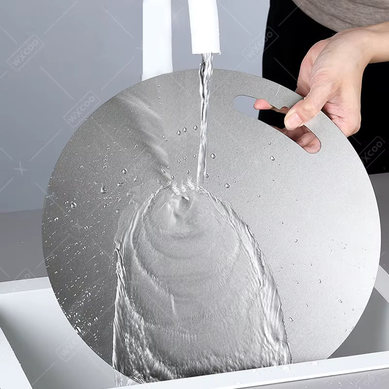 WXCOO Premium Double-Sided Bamboo & Stainless Steel Cutting Board - Perfect for Fruits, Meats, and Vegetables