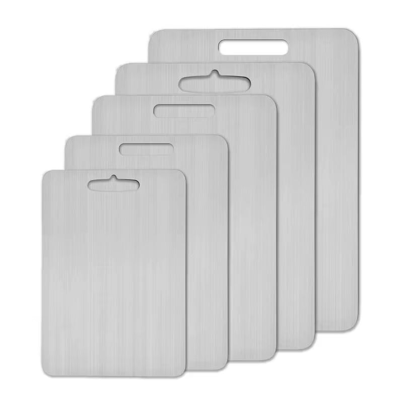 Versatile Double-Sided Titanium & Stainless Steel Cutting Board – Food Grade, Thickened, Portable for Fruits & Meats