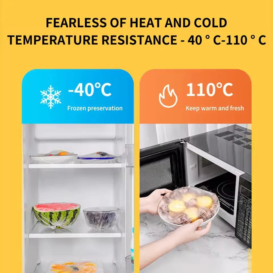 Eco-Friendly Reusable Plastic Food Cover Bags - Fresh-Keeping Transparent Cling Film in Vibrant Colors!