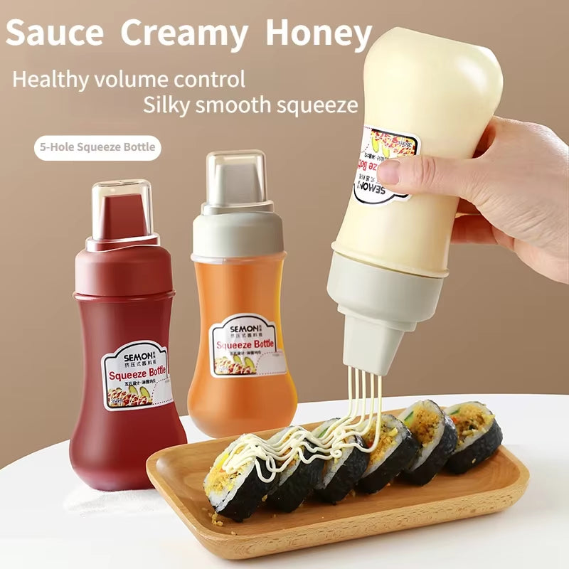 Versatile 350ml Porous Squeeze Sauce Bottle - Perfect for Ketchup, BBQ Sauces, and Dressings!