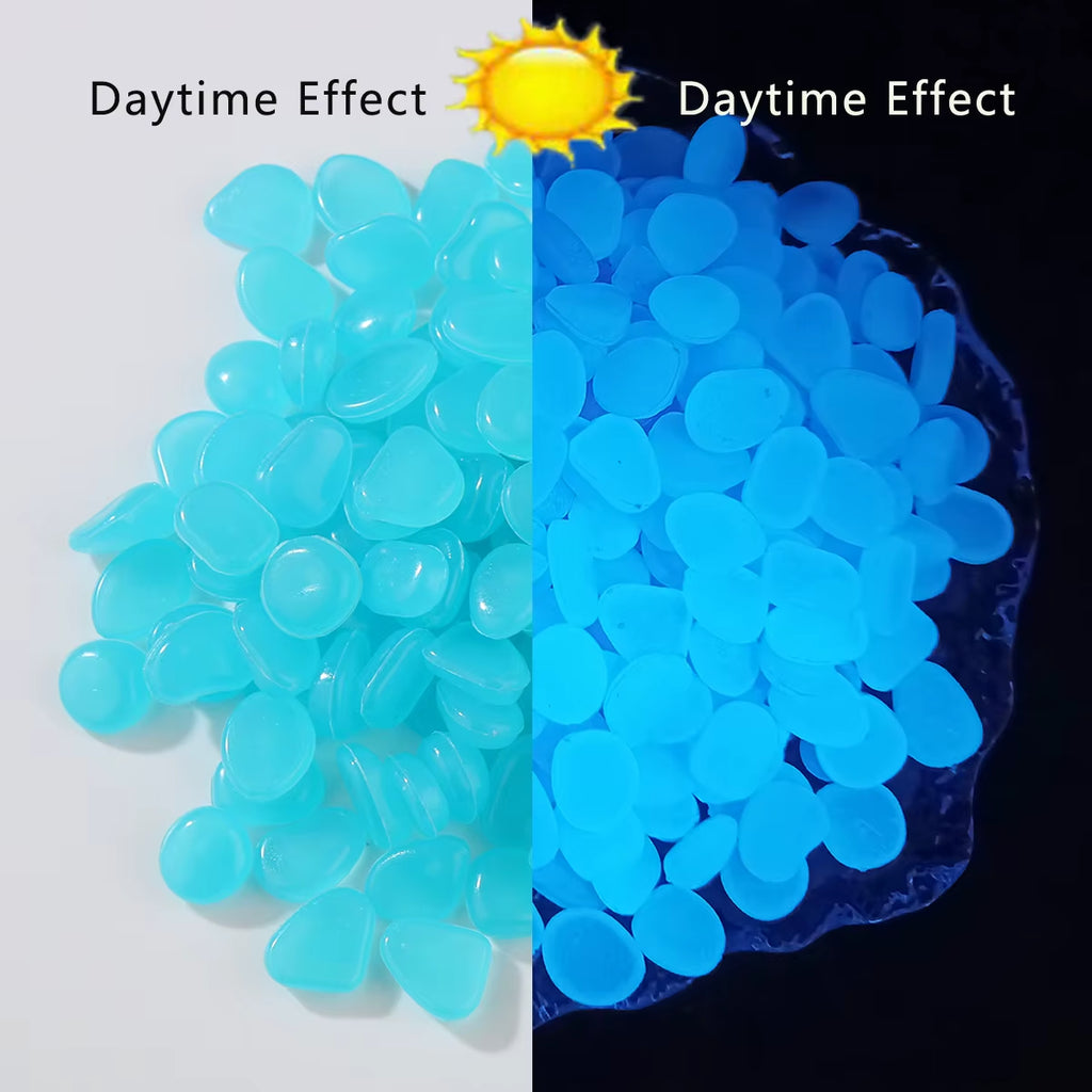 Glow-in-the-Dark Luminous Stones - 100pcs Fluorescent Decorative Gems for Gardens & Fish Tanks