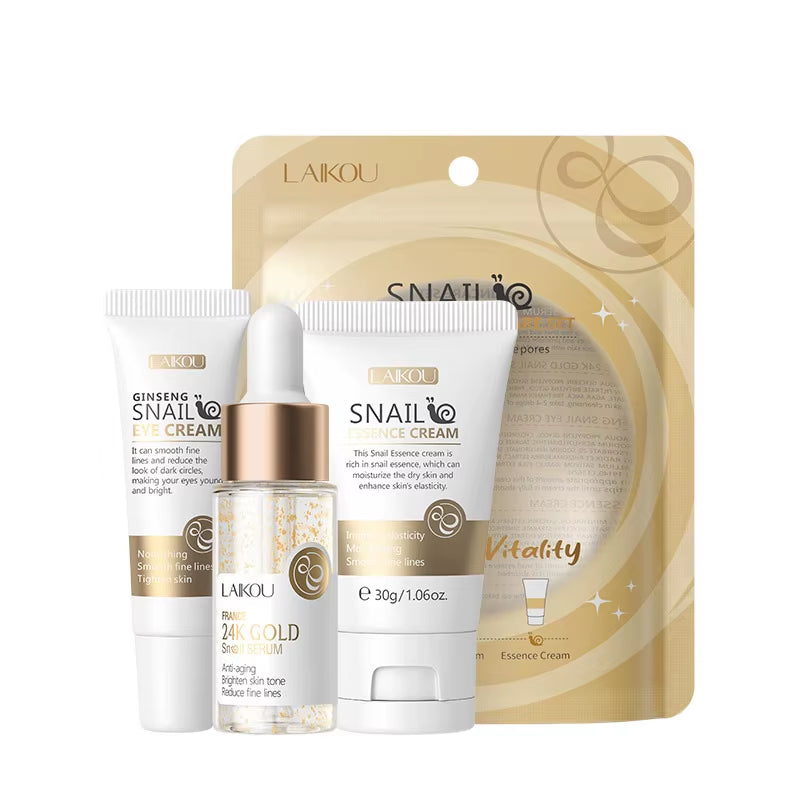 3Pcs/Set  Vitamin C 24K Golden Sakura Skin Care Sets Face Cream Serum Eye Cream Moisturizing anti Wrinkles Face Care Kit