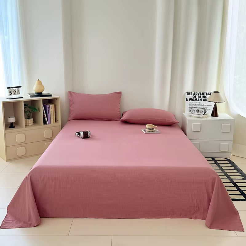 Luxury Organic Cotton Bed Linen Set - 1 Flat Sheet & 2 Pillowcases (230x250 cm) - Perfect for Double, Queen, and King Size Beds