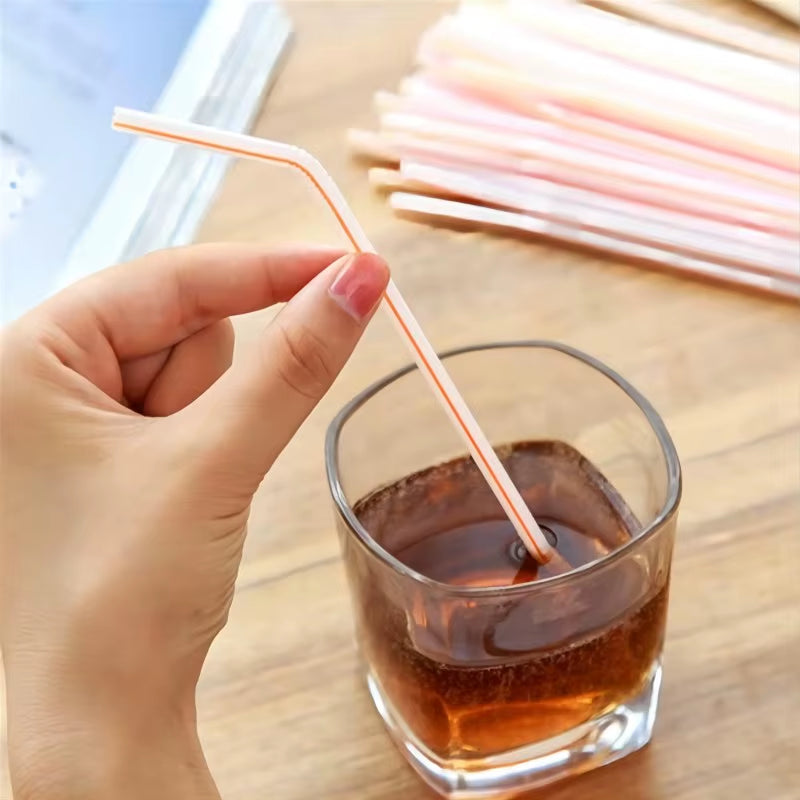 Vibrant Multicolor Plastic Drinking Straws - Perfect for Weddings, Parties, and Cocktails (50-1000 Pcs)
