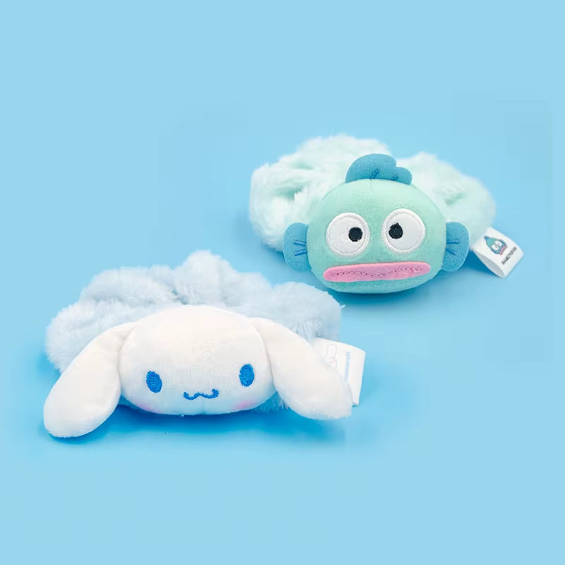 Adorable Kawaii Sanrio Plush Makeup Headband - Anime-Inspired Hair Scrunchie Featuring Melody, Kuromi, and Cinnamoroll - Perfect Hair Accessory for Girls!
