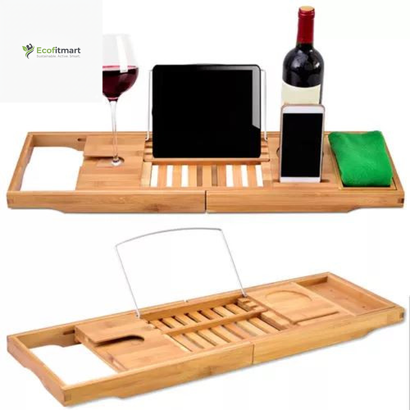 Elegant Bamboo Expandable Bathtub Caddy Tray - Ultimate Luxury for Relaxing Soaks