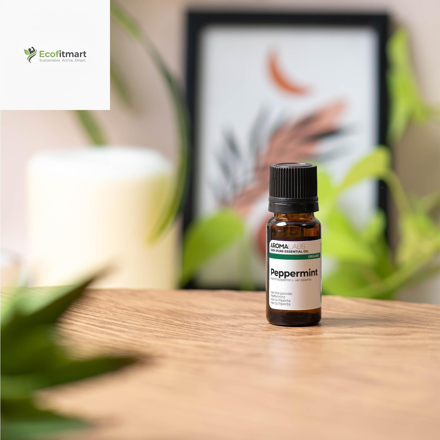 Pure Organic Peppermint Essential Oil - 10ml - 100% Ecocert Certified for Aromatherapy Bliss and Wellness