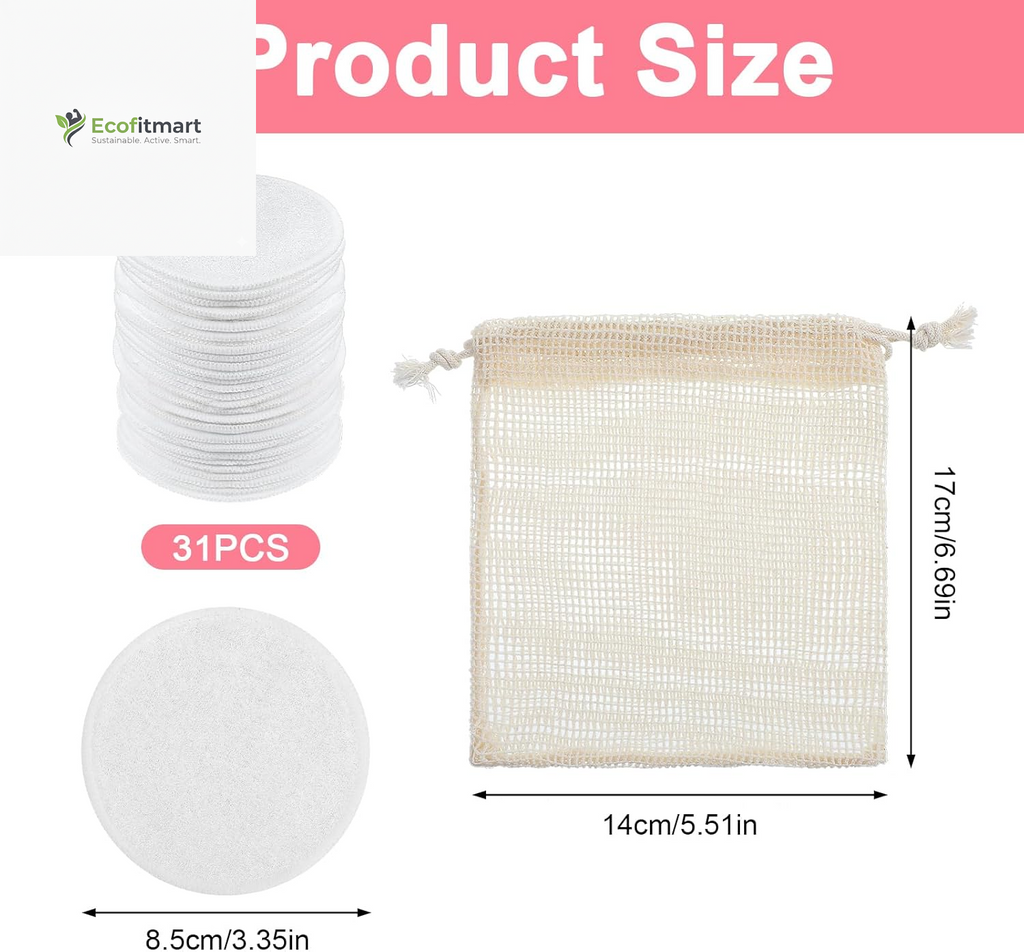 Reusable Eco-Friendly Makeup Remover Pads – 31 Soft Cotton Face Pads for Effortless Cleansing