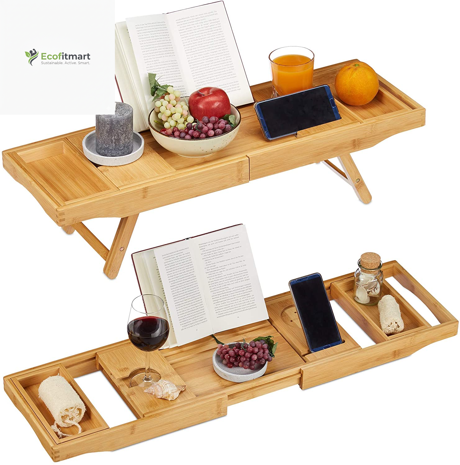 Transform Your Bath into a Spa Oasis with the Adjustable Bamboo Bath Caddy