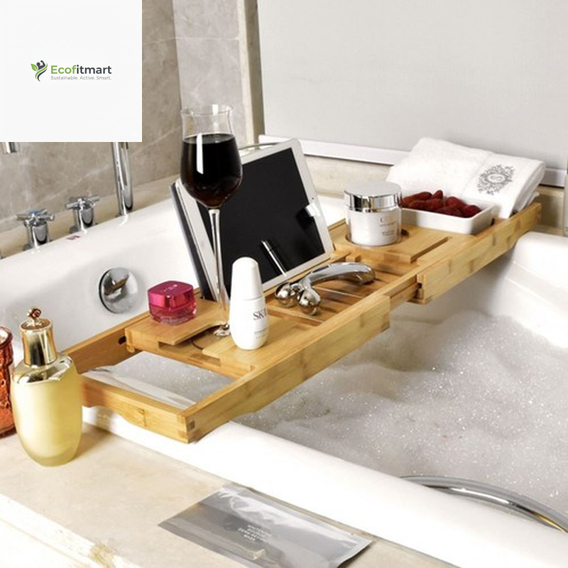 Elegant Bamboo Expandable Bathtub Caddy Tray - Ultimate Luxury for Relaxing Soaks