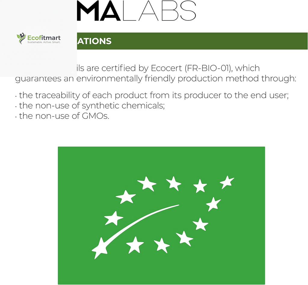 Pure Organic Peppermint Essential Oil - 10ml - 100% Ecocert Certified for Aromatherapy Bliss and Wellness