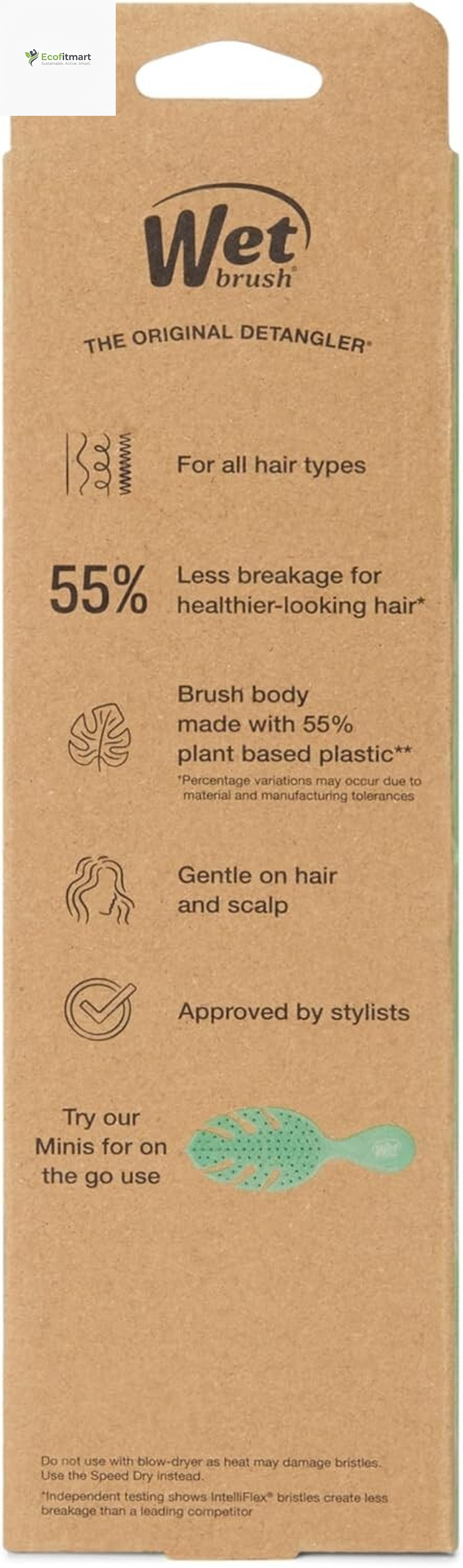 Eco-Friendly Leaf Design Wetbrush Go Green Detangler with Intelliflex Bristles