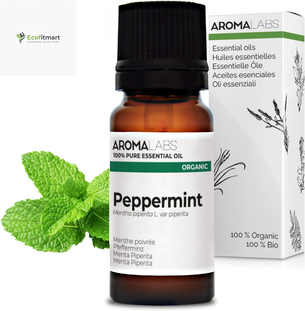 Pure Organic Peppermint Essential Oil - 10ml - 100% Ecocert Certified for Aromatherapy Bliss and Wellness