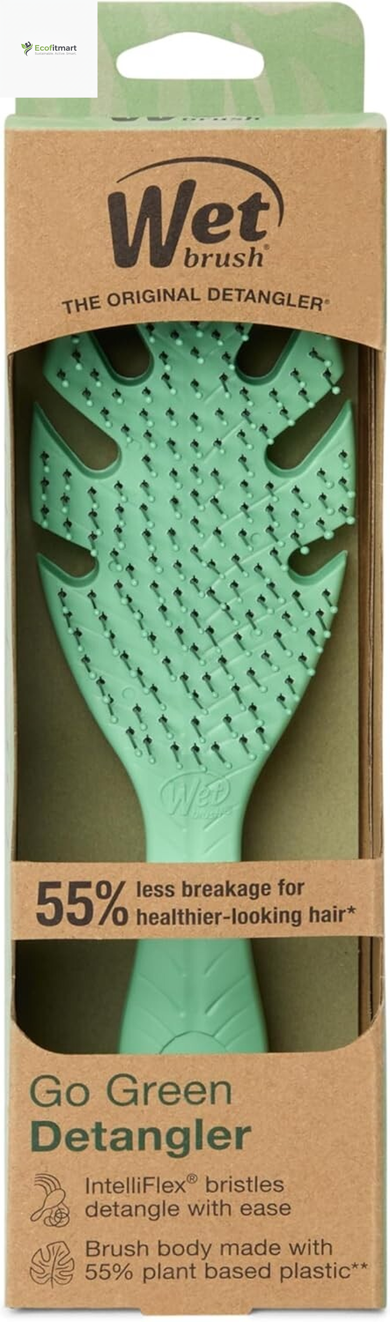Eco-Friendly Leaf Design Wetbrush Go Green Detangler with Intelliflex Bristles